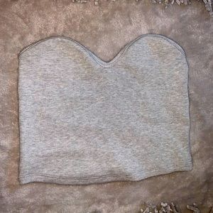 ZARA WOMENS RIBBED SWEETHEART CROP TOP GREY